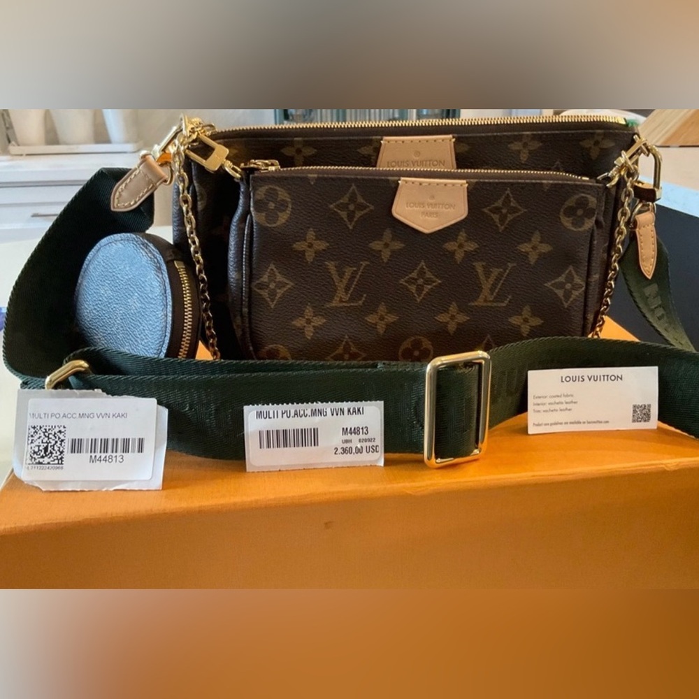 Louis Vuitton Multi Pochette in Brown with Green Strap